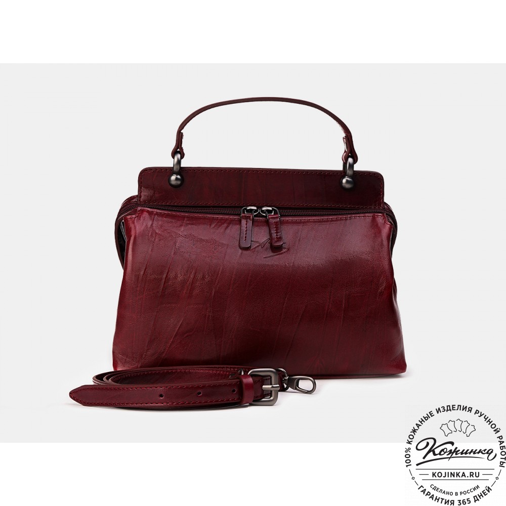 Женская кожаная сумка "Орнелла" (бордовая)